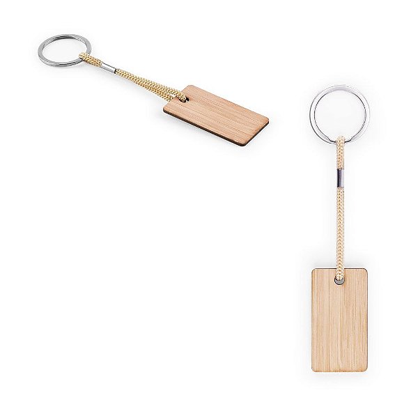 Chaveiro em Bambu com Cordão Personalizado – Packs a partir de 100 un.