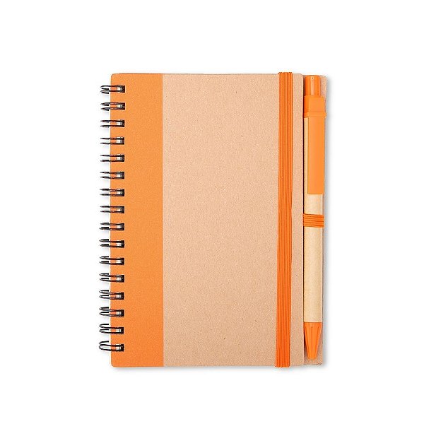 Caderno Kraft Wire-O com Elástico e Caneta Personalizado – Packs a partir de 50 un.