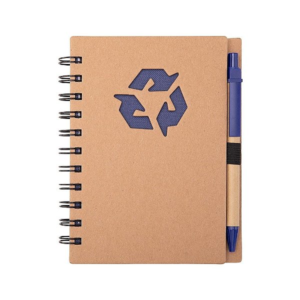 Caderno Kraft Capa Dura Reciclagem com Caneta Personalizado – Packs a partir de 50 un.
