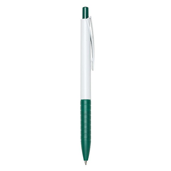 Caneta Plástica Branca com Detalhe Colorido Personalizada – Packs a partir de 50 un.