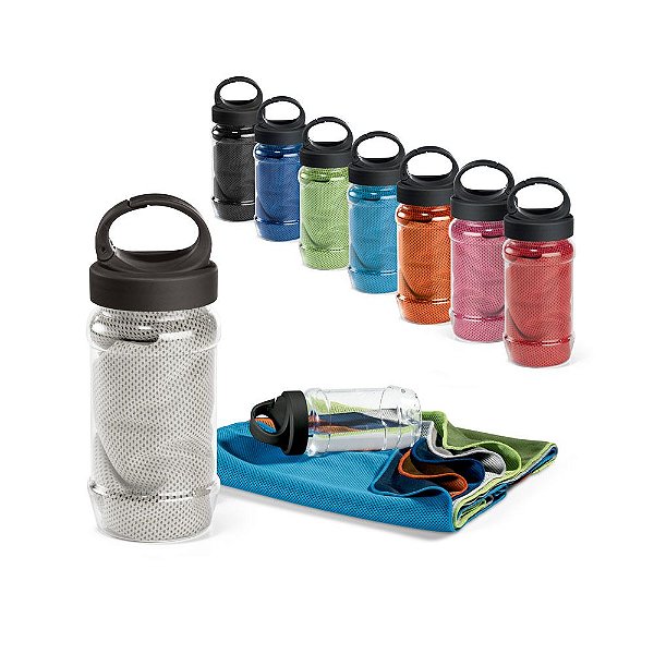Kit Toalha Refrescante e Garrafa Personalizada – Packs a partir de 50 un.