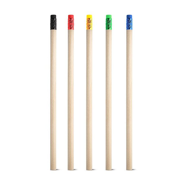 Lápis de Madeira Natural com Borracha Colorida Personalizado – Packs a partir de 50 un.