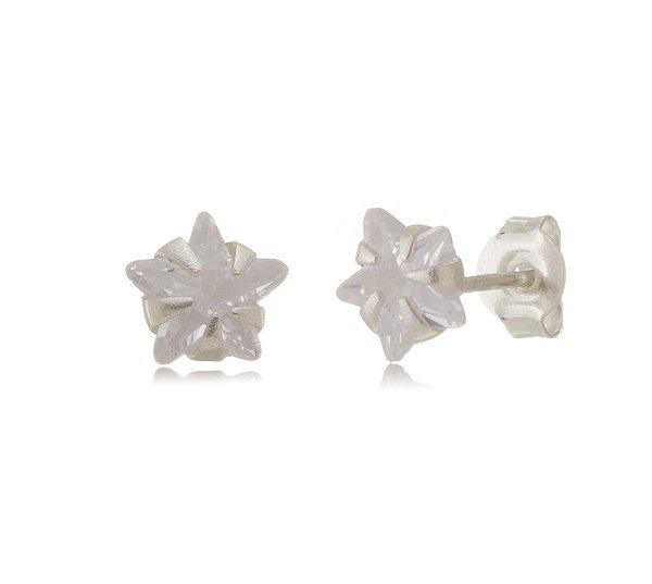 Cartela de brincos zircônia Estrela 7x7 - Prata 925 (Contém 12 Pares)