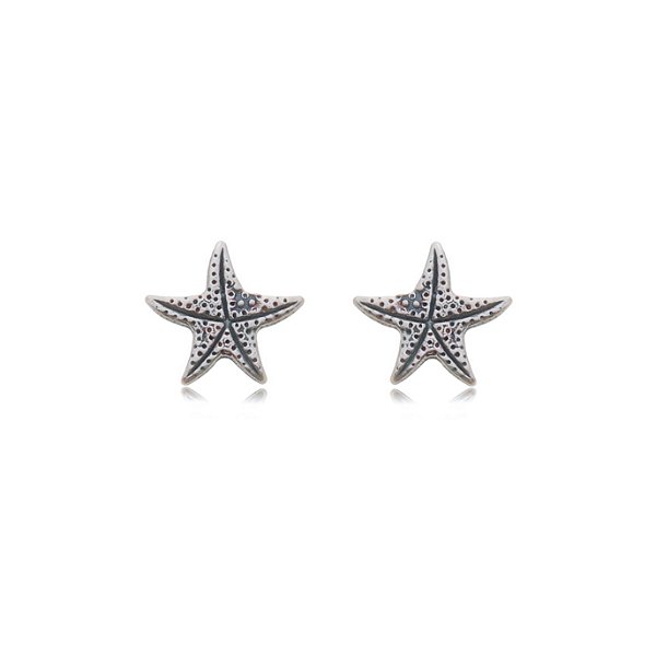 Cartela de brincos Estrela do Mar - Prata 925 / Envelhecida (Contém 12 Pares)