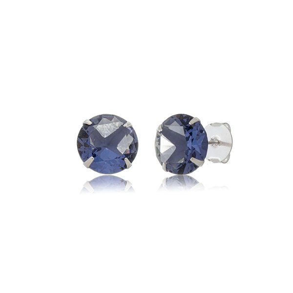 Cartela de brincos Redondo 12mm - Lilás - Prata 925 (Contém 12 Pares)