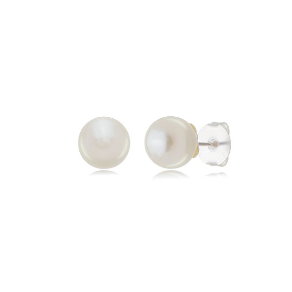 Cartela de brincos Pérola 8mm - Prata 925 (Contém 12 Pares)
