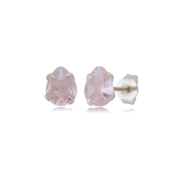 Cartela de Brincos gota 6X4 - Rosa - Prata 925 (Contém 12 Pares)