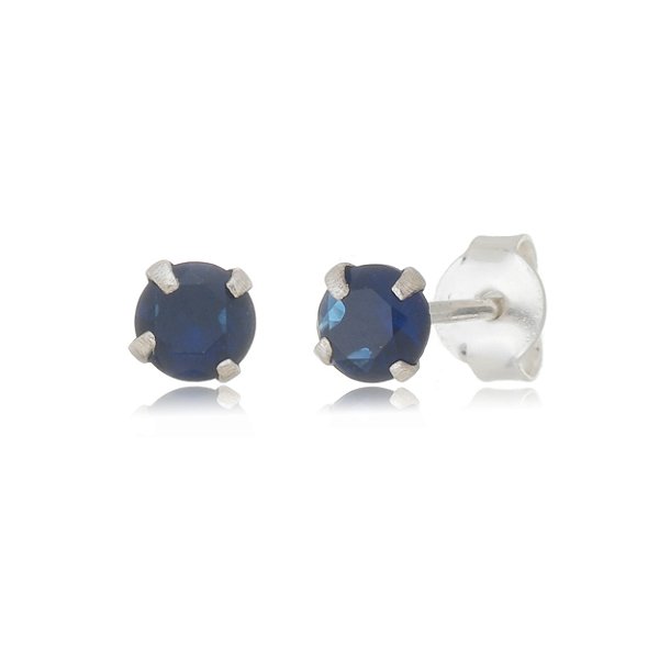 Cartela de brincos zircônia redondo 5mm - Azul Royal - Prata 925 (Contém 12 Pares)