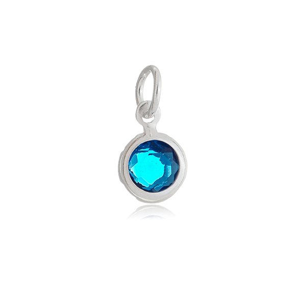 Pingente Embutido 6mm - Azul Royal - Prata 925 (Contém 5 Peças)