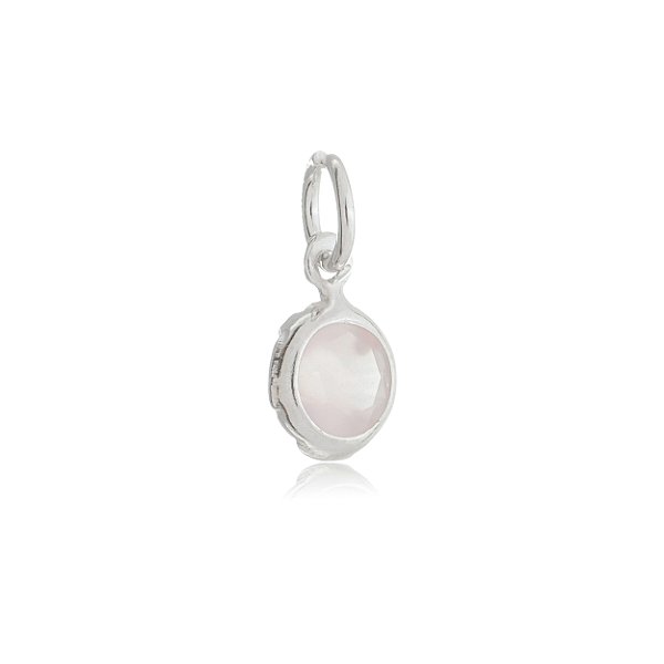 Pingente Embutido 6mm - Rosa Leitoso - Prata 925 (Contém 5 Peças)