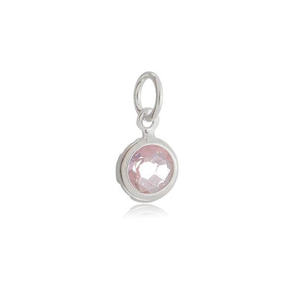 Pingente Embutido 6mm - Rosa - Prata 925 (Contém 5 Peças)