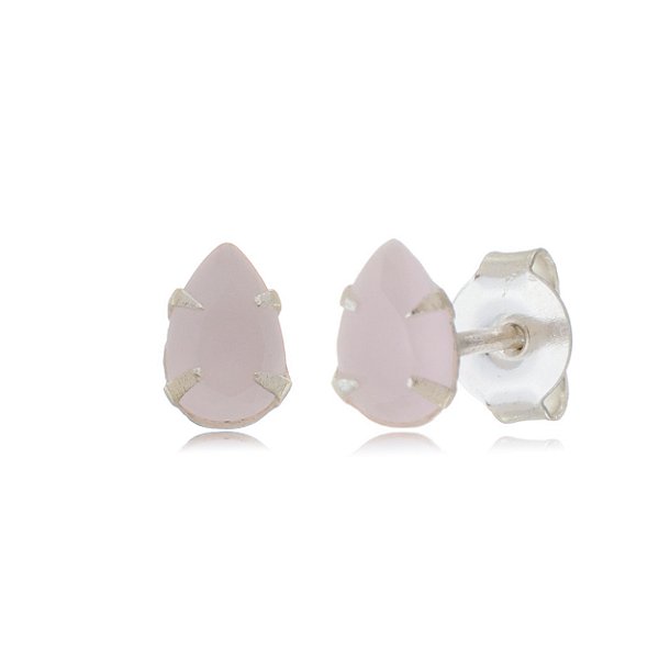 Cartela de Brincos gota 6X4 - Rosa Leitoso - Prata 925 (Contém 12 Pares)