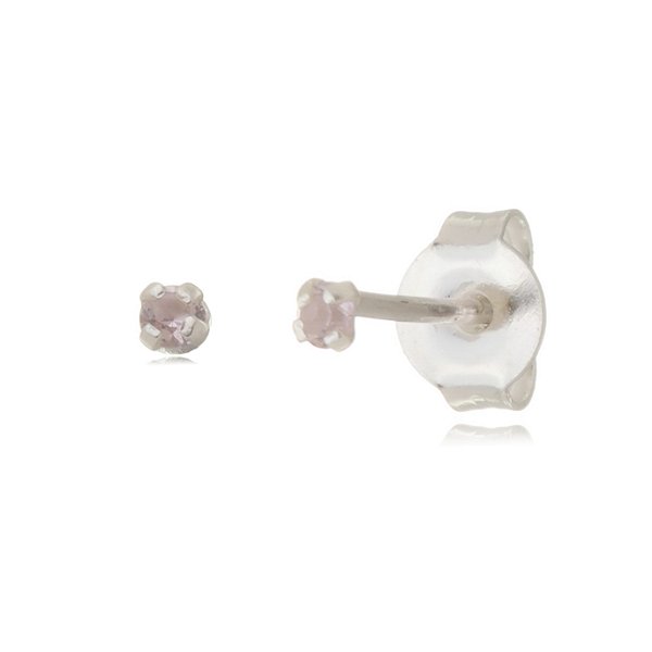 Cartela de brincos zircônia redondo 2mm - Rosa - Prata 925 (12 pares)