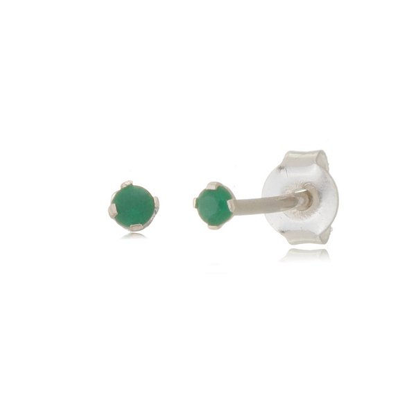 Cartela de brincos zircônia redondo 2mm - Verde Esmeralda - Prata 925 (12 pares)