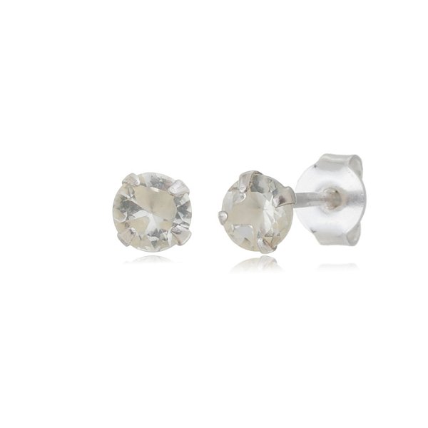 Cartela de brincos zircônia redondo 5mm - Amarelo - Prata 925 (Contém 12 Pares)
