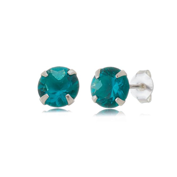 Cartela de brincos Redondo 10mm - Turmalina - Prata 925 (Contém 12 Pares)