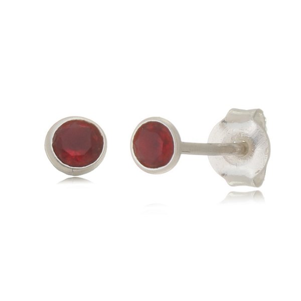 Cartela de Brincos Embutidos 3mm - Vermelho - Prata 925 (Contém 12 Pares)