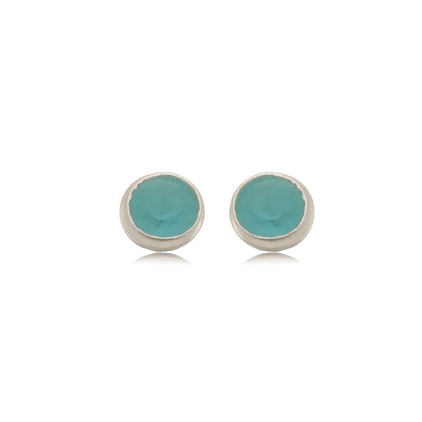 Cartela de Brincos Embutidos 3mm - Verde Leitoso - Prata 925 (Contém 12 Pares)