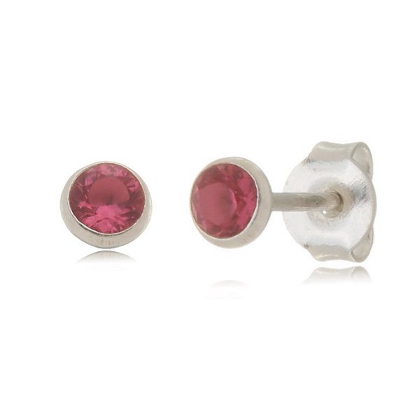 Cartela de Brincos Embutidos 3mm - Cereja - Prata 925 (Contém 12 Pares)