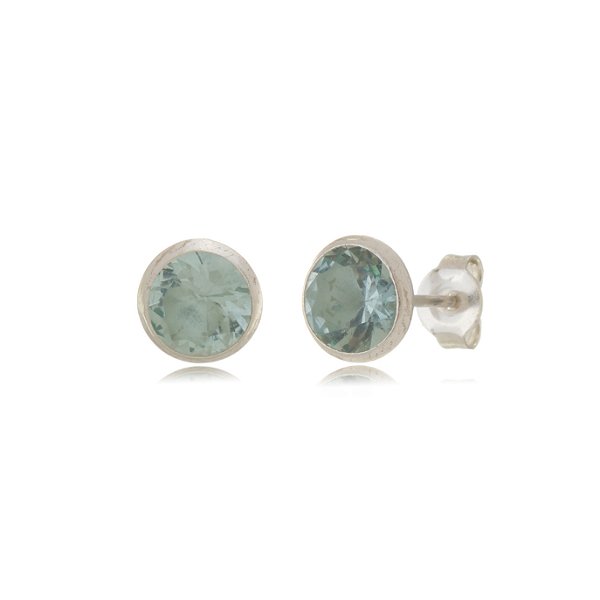 Cartela de Brincos Embutidos 4mm - Verde Paraíba - Prata 925 (Contém 12 Pares)