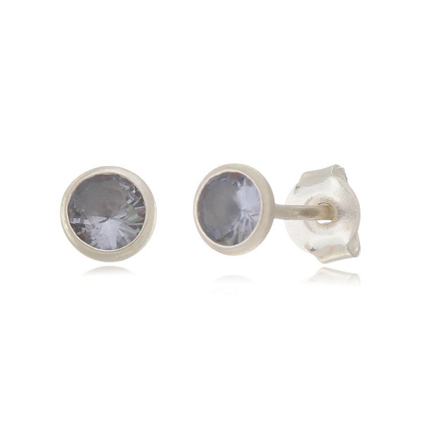 Cartela de Brincos Embutidos 4mm - Lilás - Prata 925 (Contém 12 Pares)