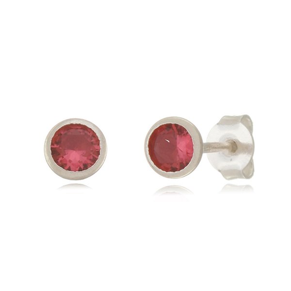 Cartela de Brincos Embutidos 4mm - Cereja - Prata 925 (Contém 12 Pares)
