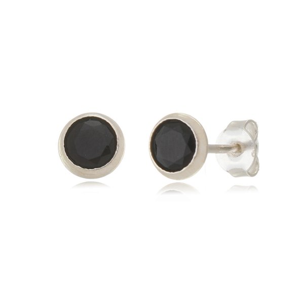 Cartela de Brincos Embutidos 5mm - Preto - Prata 925 (Contém 12 Pares)