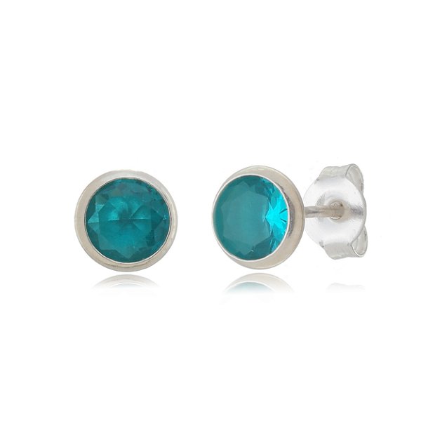 Cartela de Brincos Embutidos 6mm - Turmalina - Prata 925 (Contém 12 Pares)
