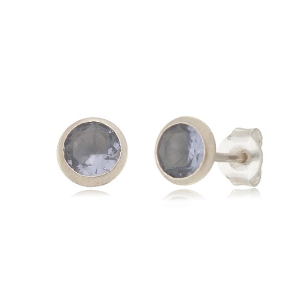 Cartela de Brincos Embutidos 6mm - Lilás - Prata 925 (Contém 12 Pares)