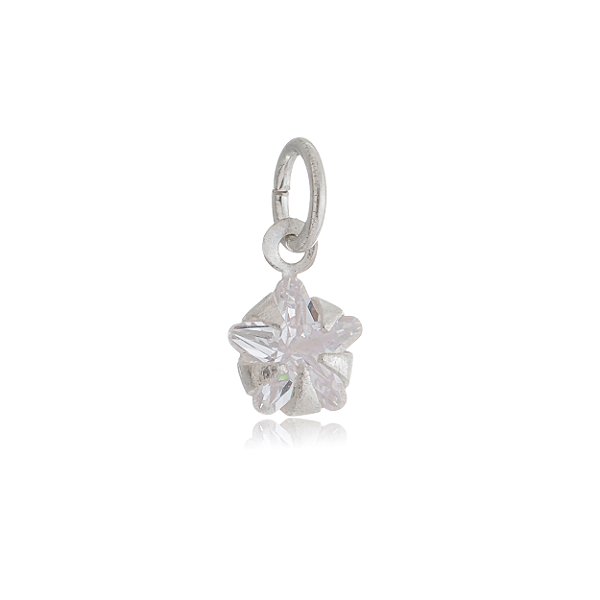 Pingente Estrela 6x6 - Cristal - Prata 925 (Contém 5 Peças)CRAV.