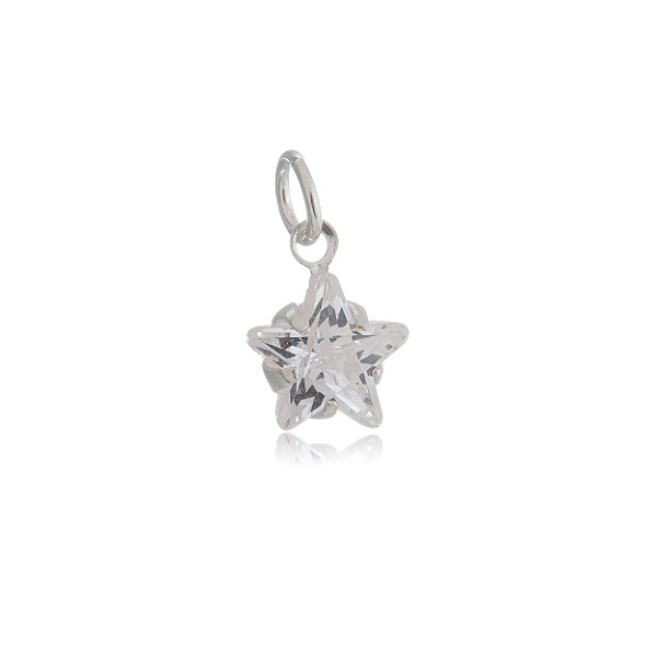 Pingente Estrela 8x8 - Cristal - Prata 925 (Contém 5 Peças)CRAV.