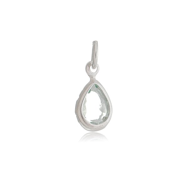 Pingente Embutido Gota 6x8 - Verde Paraíba - Prata 925 (Contém 5 Peças)