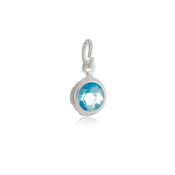 Pingente Embutido 6mm - Azul Céu - Prata 925 (Contém 5 Peças)