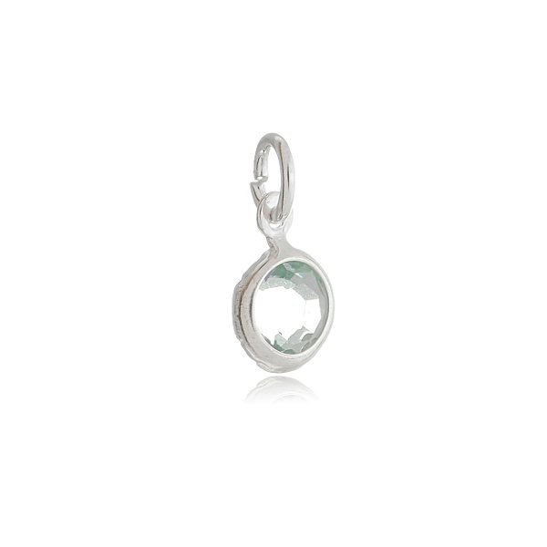 Pingente Embutido 6mm - Verde Paraíba - Prata 925 (Contém 5 Peças)