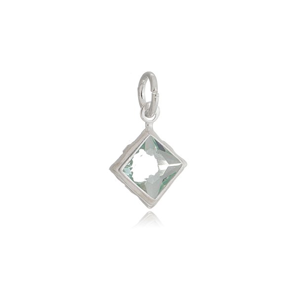 Pingente Quadrado Embutido 6x6 - Verde Paraíba - Prata 925 (Contém 5 Peças)