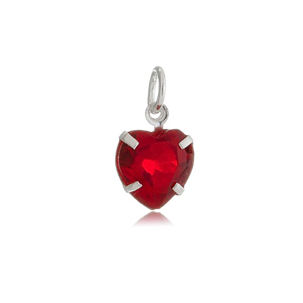 Pingente Coração 8x8 - Vermelho - Prata 925 (Contém 5 Peças)CRAV.