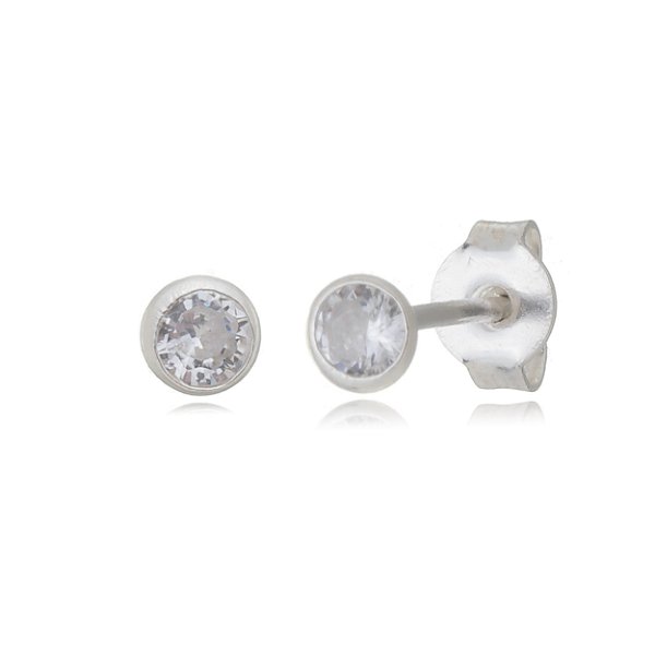 Cartela de Brincos Embutidos 5mm - Cristal - Prata 925 (Contém 12 Pares)