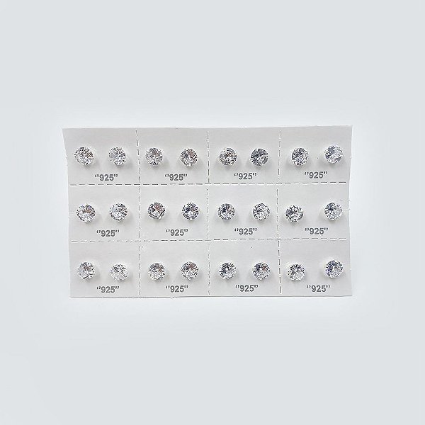 Cartela de brincos zircônia redondo 6mm Prata 925 (12 pares) - Fábrica  Gimenes Joias | Atacado