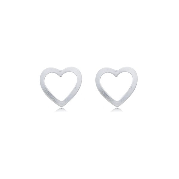 Cartela de brincos vazados Coração G - Prata 925 (Contém 12 Pares)