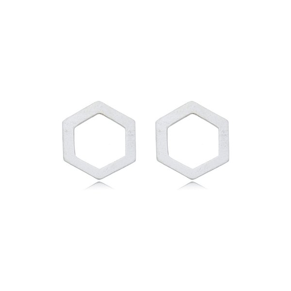 Cartela de brincos vazados - Sextavado G - Prata 925 (12 pares)