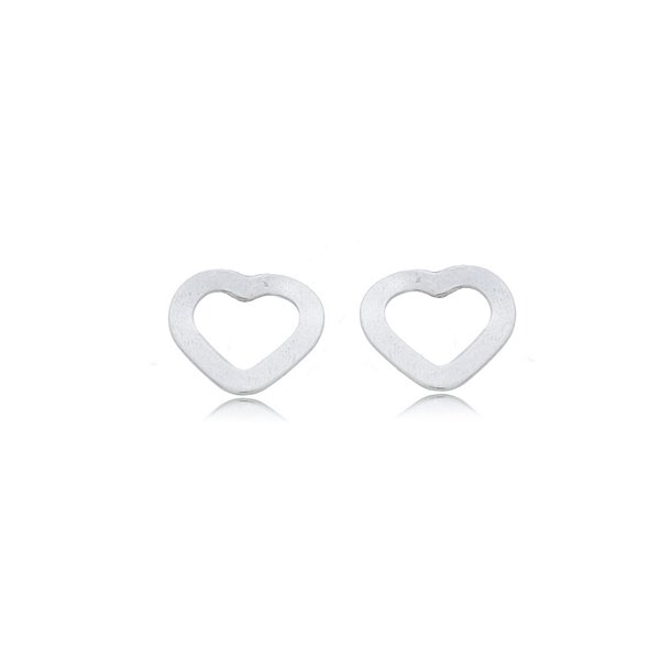 Cartela de brincos vazados coração P Prata 925 (Contém 12 Pares)
