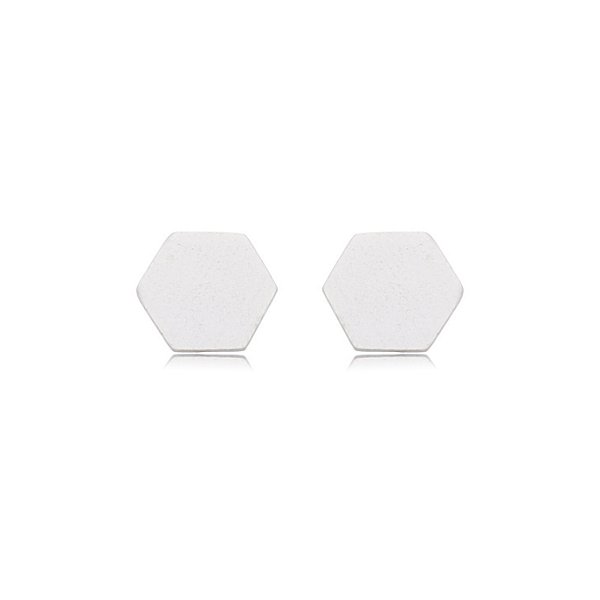 Cartela de brincos estampado Sextavado - Prata 925 (Contém 12 Pares)