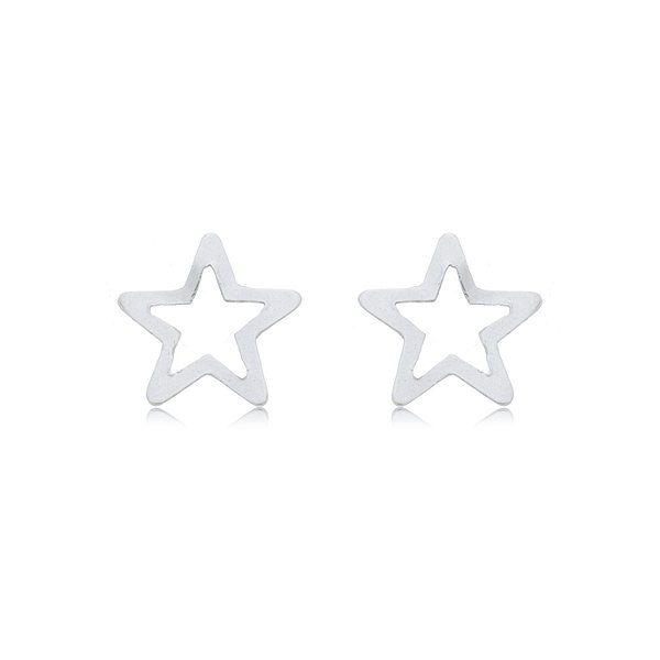 Cartela de brincos vazados Estrela G - Prata 925 (Contém 12 Pares)