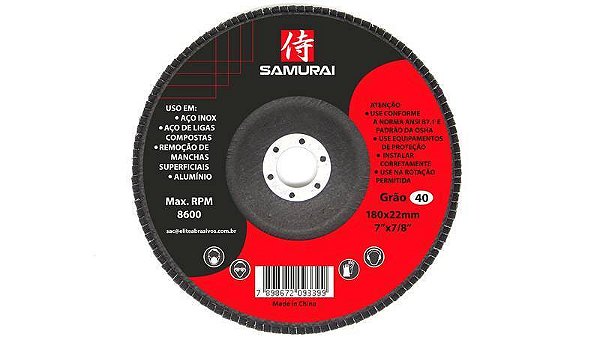 Disco Flap Samurai Costado de plástico 115 X 22,23 mm Para Esmerilhadeiras