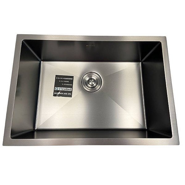 CUBA DE ACO INOX 201-0946-650X450X200MM ESPESSURA 0.8MM, ACABAMENTO COR PRETO