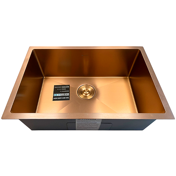 CUBA DE ACO INOX 201-0945-650X450X200MM ESPESSURA 0.8MM ACABAMENTO COR COBRE