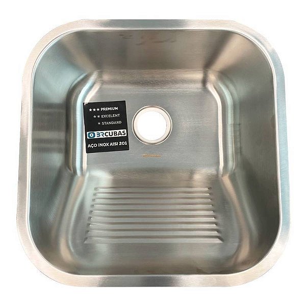 TANQUE DE ACO INOX 201-0952- 400X400X215MM ESPESSURA 0.8MM ACABAMENTO ESCOVADO