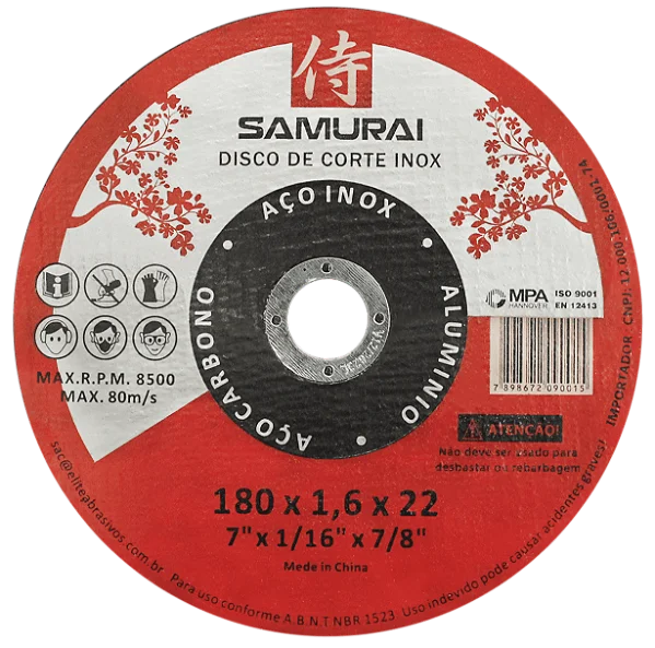 DISCO DE CORTE INOX SAMURAI