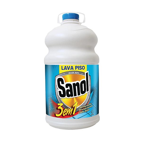 Lava Piso Sanol 3 em 1 Cloro Ativo 5 Litros – Limpa, Desengordura e Desinfeta