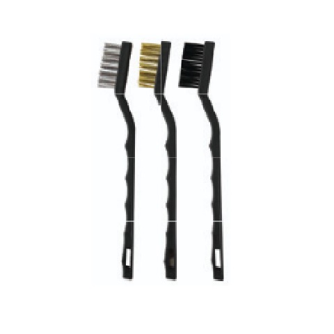 Kit 3 Escovas de Limpeza Pesada Profissional (Aço, Latão, Nylon)